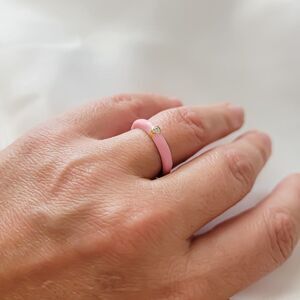 5/$25 Gold and Pink Enamel Statement Ring Rhinestone Minimalist Ring